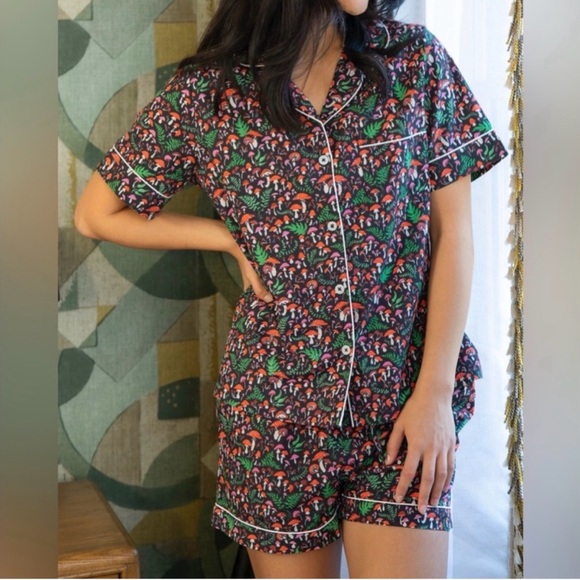 Printfresh Other - PrintFresh Toadstool Mushroom Print 3-Piece Pajama Set Organic Cotton Large GUC